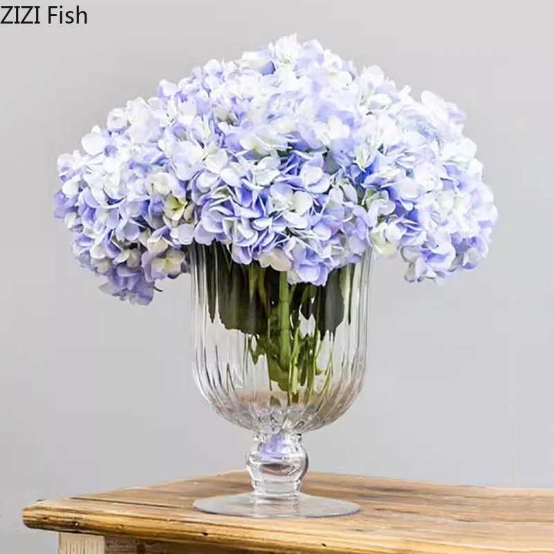 Transparent Tall Cup Glass Vase Artificial Flowers Decorative Flower Arrangement Desk Decoration Hydroponics Floral Vases 5