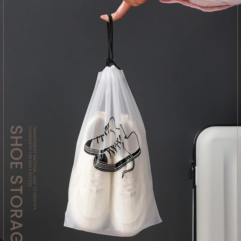 Shoes Storage Bag Clear Drawstring Dustproof Pouch Travel Shoes Organizer Transparent Shoe Packing Bag Portable Hanging Pouch 5