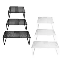 ชั้นวางของในครัวแบบซ้อนได้ ขยายได้ ใช้จัดเก็บของในตู้ ชั้นวางของอเนกประสงค์สำหรับหอพัก ใต้ซิงค์ สำหรับวางแก้ว ชามในห้องน้ำ 2