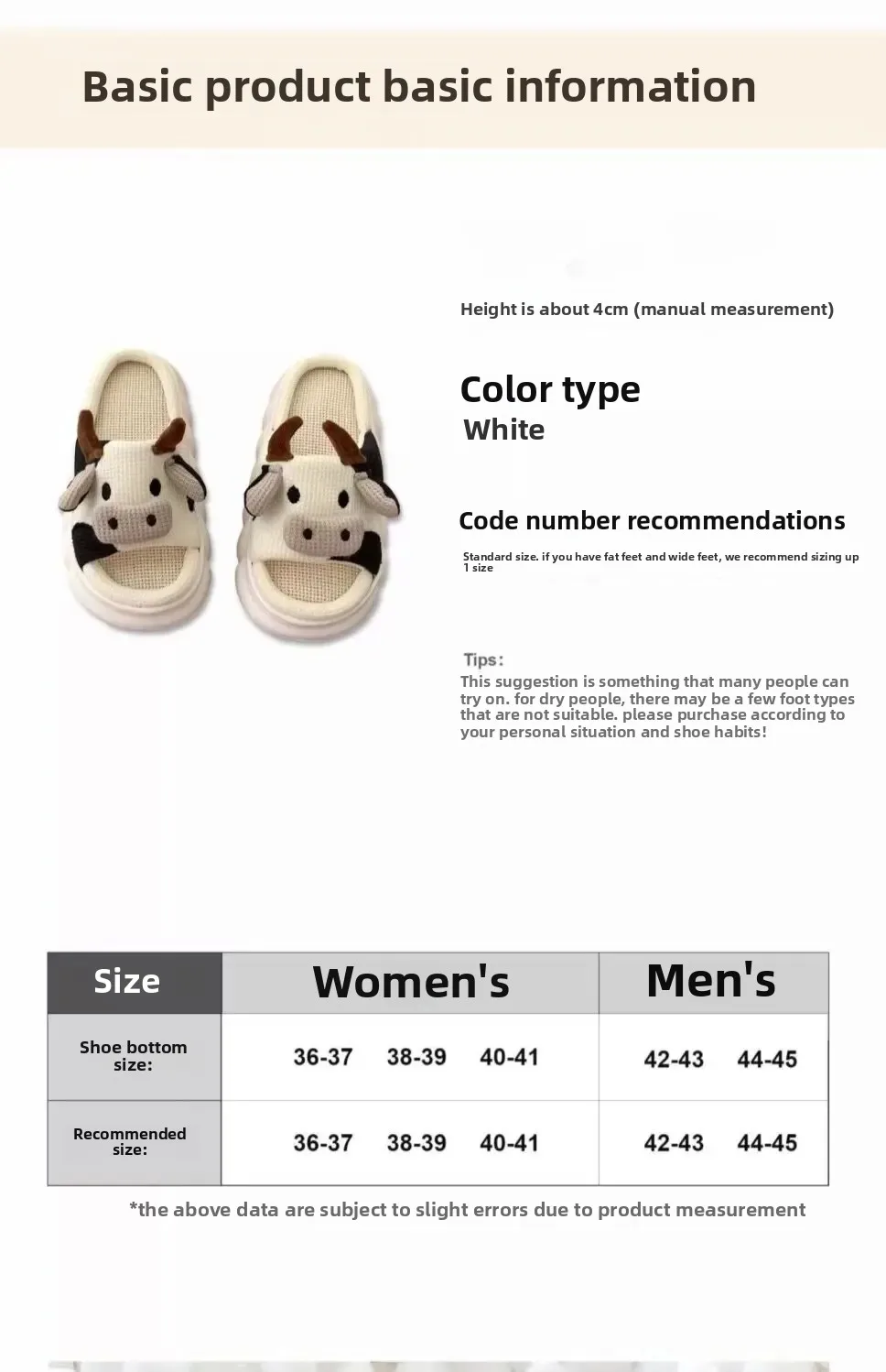 Cow Linen Slippers Soft Comfortable Non Slip