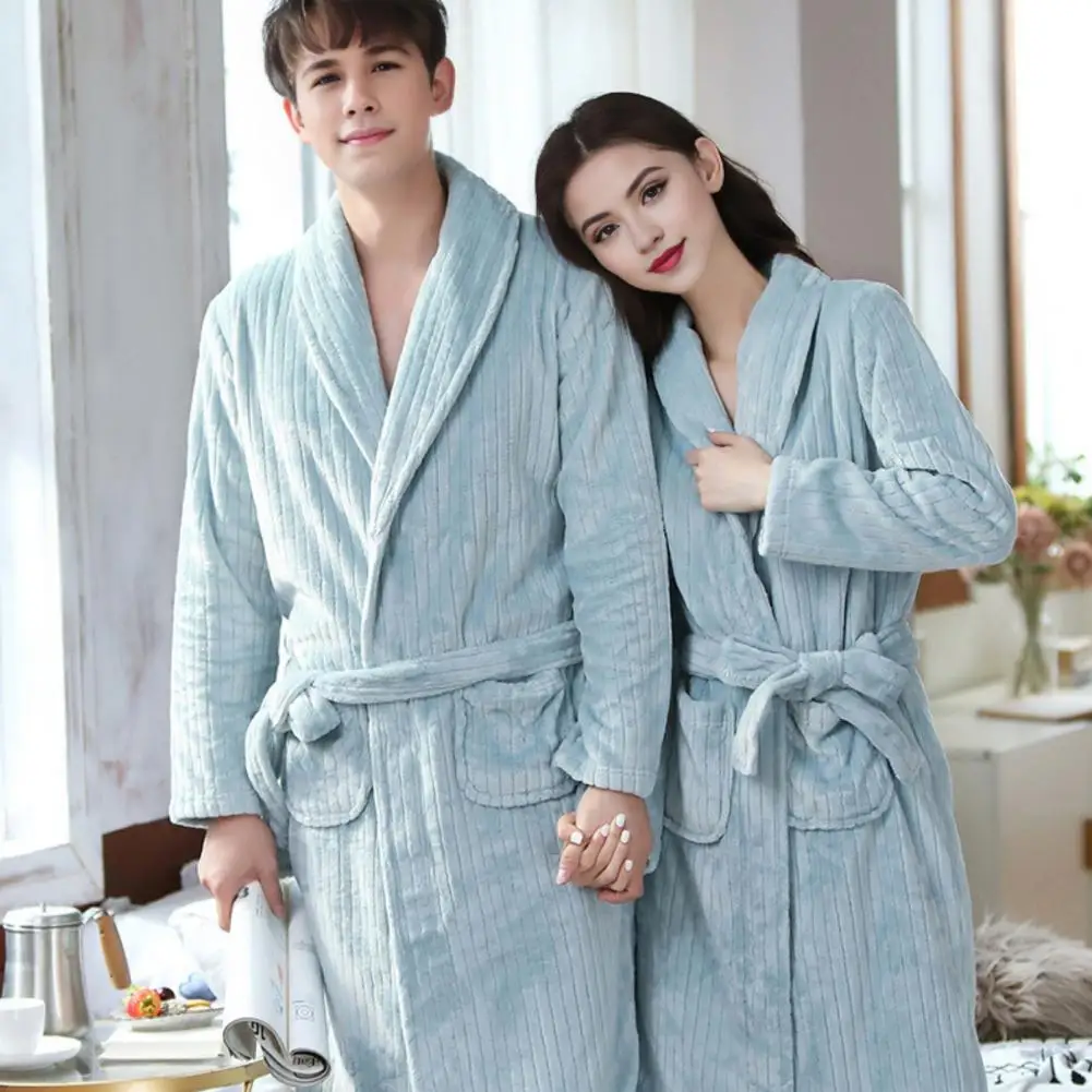 Nightgown Casual Loose Kimono Bathrobe Chinese Men Casual Flannel Dragon Crane Robe Plus Size Winter Thick Warm Sleepwear