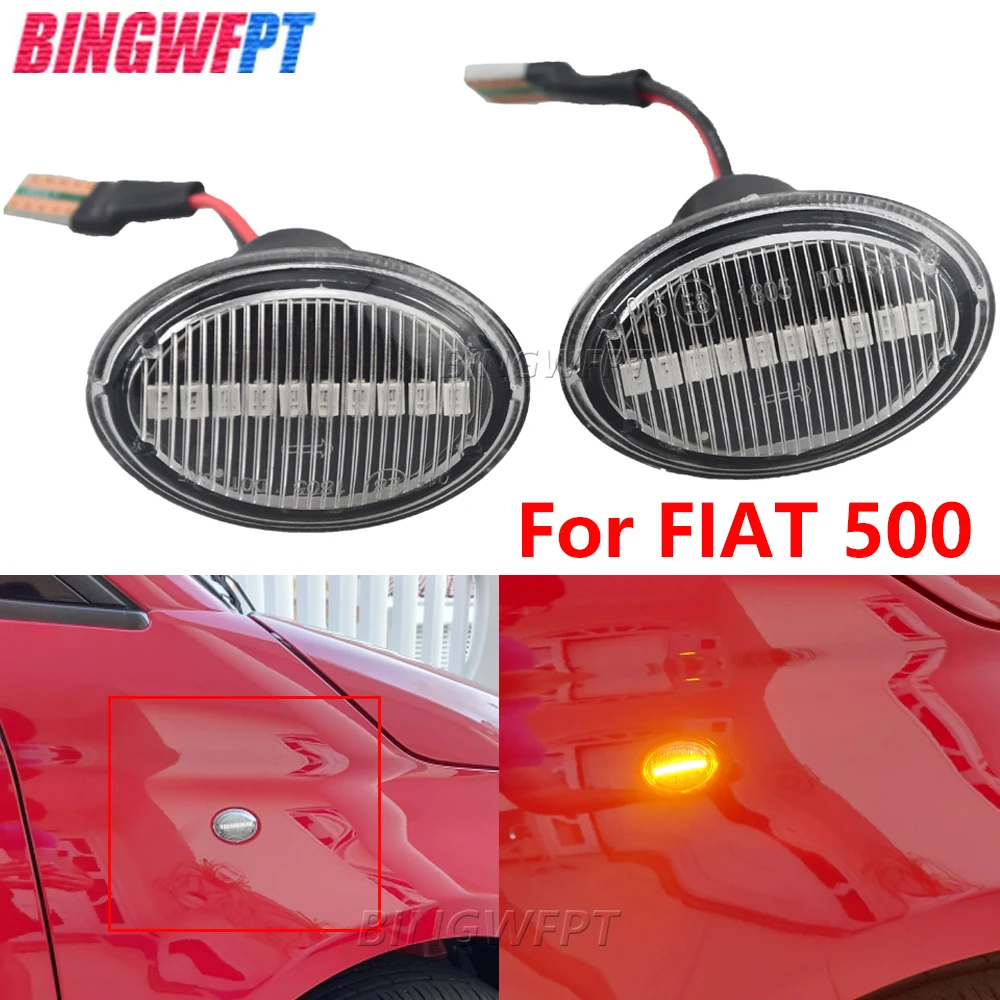 2X New Dynamic Amber Led Lampeggiante Indicatore Di Direzione Per Fiat 500 500C 500L Side Marker Fender Light Lamp Per Abarth 500 595 695