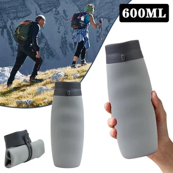 600ML Silicone Folding Bottles High Temperature Resistant Portable Creative Travel Folding Water Cup Camp Fitness Sport Kettle