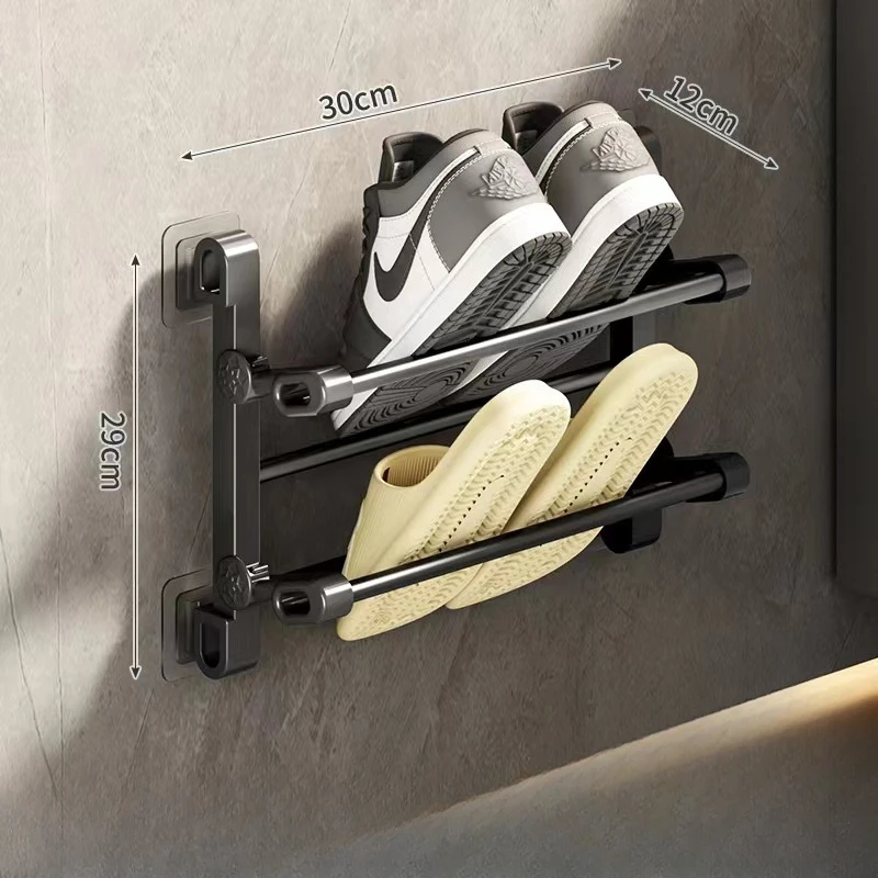 Hole-free Shoe Rack Behind The Door Wall-mounted Anti-theft Door Slipper Rack Small Multi-layer Household Shoe Rack Shoe Organizer
