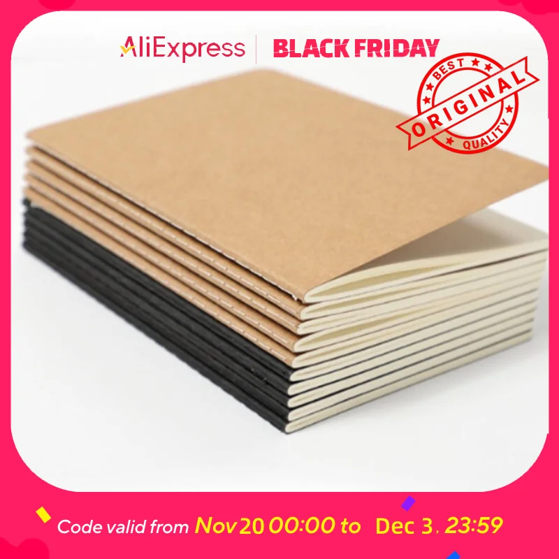 10PCS Kraft Paper Stitched Lined Notebooks 1