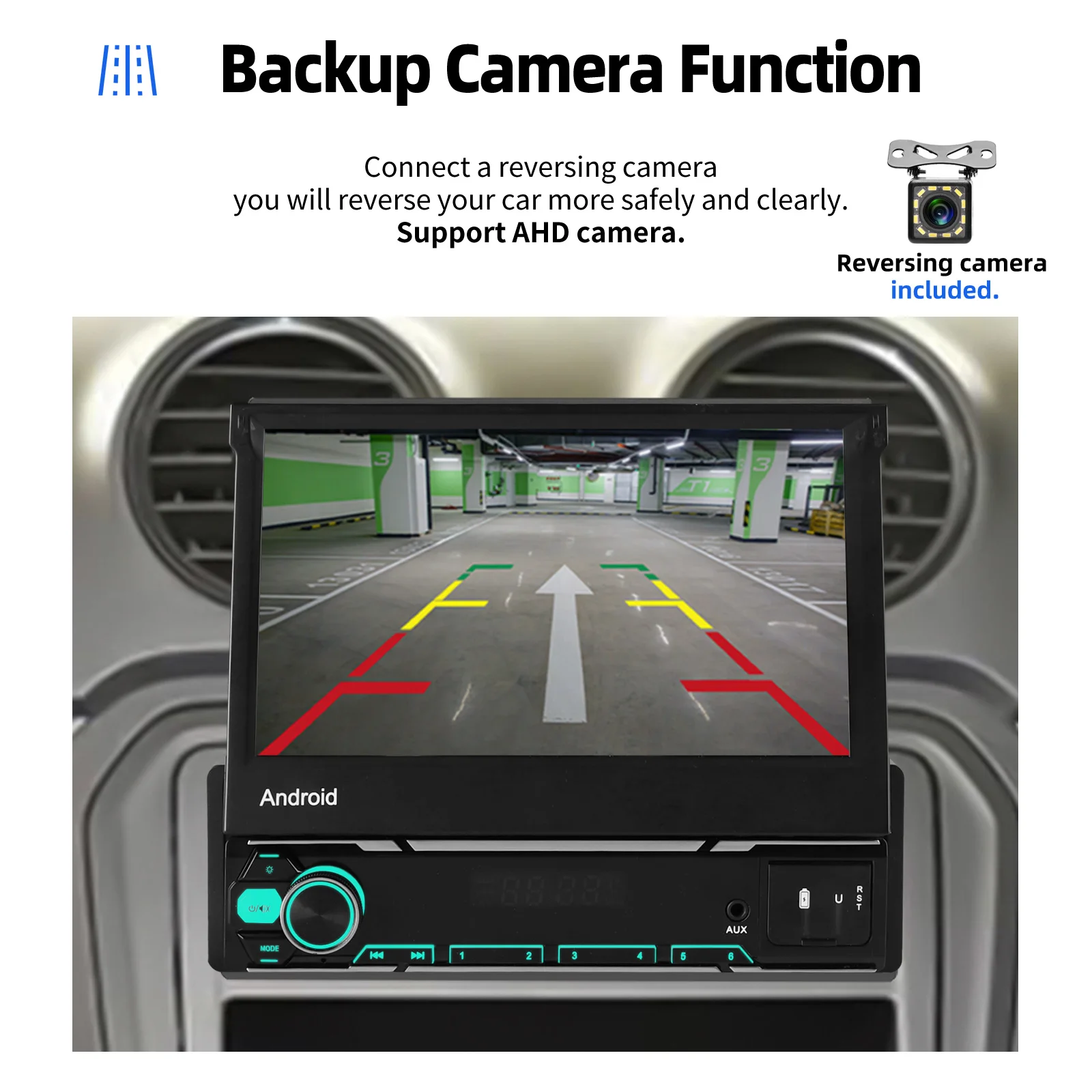 Universal Autoradio ESSGOO Android15 7" 4+64 GB Manuell Retraktil Ausziehbar Klappbarer Touchscreen 1DIN Wireless CarPlay GPS Navigation RDS WiFi FM Bluetooth Lenkradsteuerung Mirror Link Android Auto 2+64 GB USB Typ-C – Detail 16