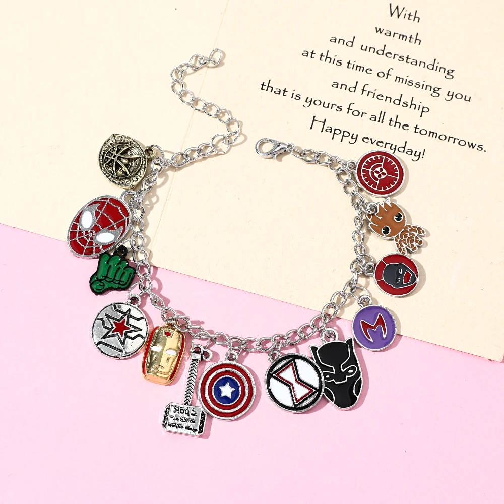 Disney Marvel Superhero Charms Bracelets Avengers Cute Enamel Pendant
