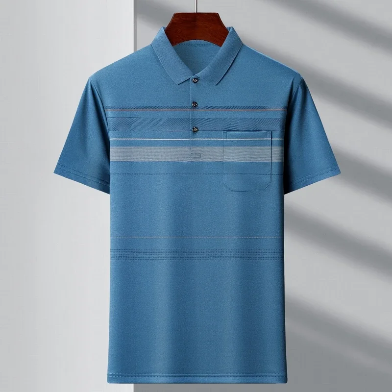 

Футболка-поло мужская из вискозы, Повседневная рубашка-поло с коротким рукавом, свободная однотонная универсальная, большие размеры, лето