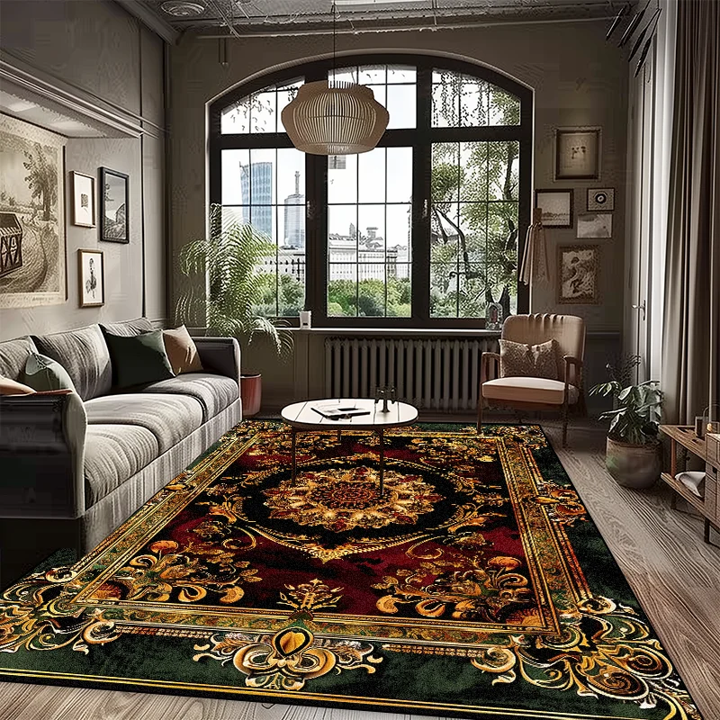 American Style Luxury Green Fluffy Soft Carpet Home Bedroom Sofa Area Rugs Non-slip Cloakroom Doorway Floor Mats Customizable 4