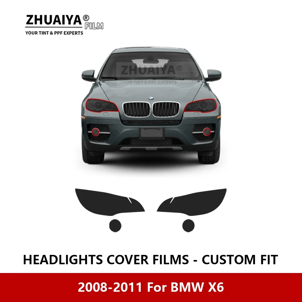 

Для BMW X6 2008-2011 Автомобильная внешняя фара против царапин PPF предварительно отрезанная Защитная пленка для ремонта автомобильные наклейки аксессуары