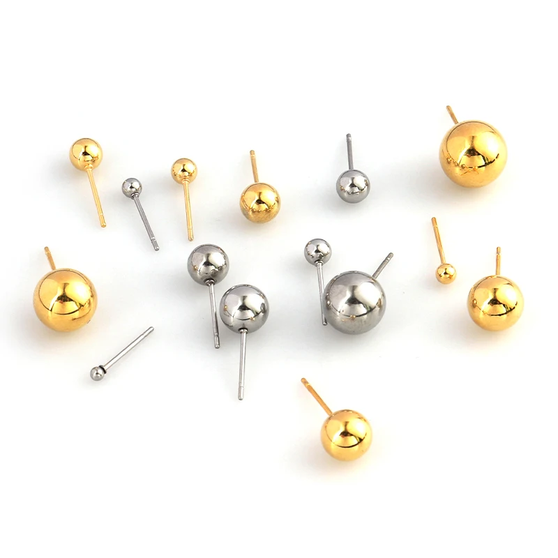 

20Pack Stainless Steel Stamping Delicate Ear Studs Ball Pin Charm Jewelry for DIY Jewelry Casting Women's Earrings Accessories