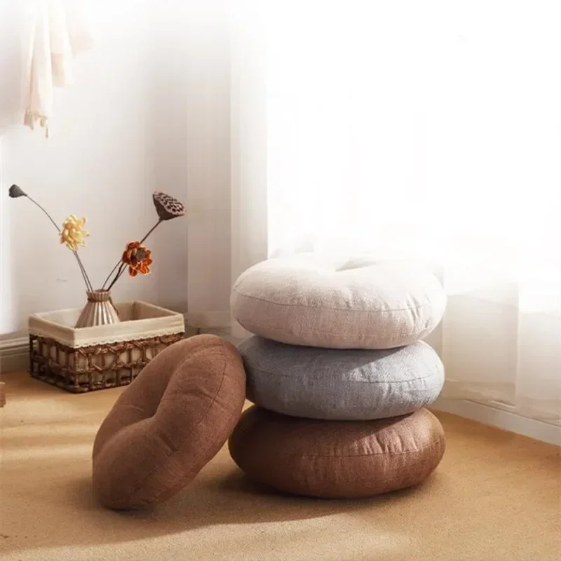 

50x50cm Thicken Round Linen Seat Cushions Office Chair Cushion Outdoor Garden Cushions for Sofa Modern Home Decor（쿠션 방석）