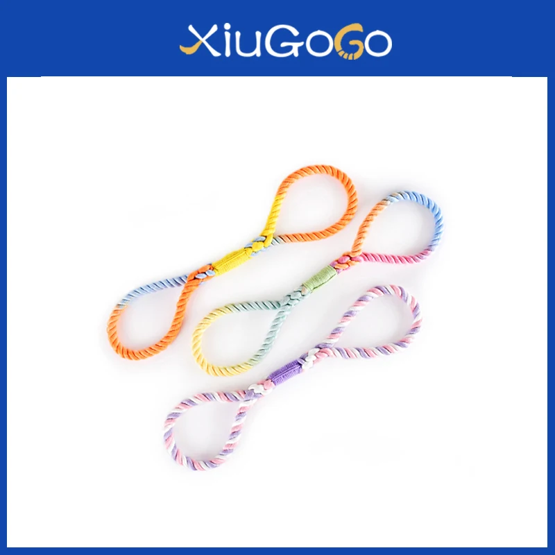 

Dog Toy Cotton Rope Knot Bite Rainbow Woven Interactive Resistant Puppy Outdoor Training Toy Teeth Cleaning Tug Chew Toy