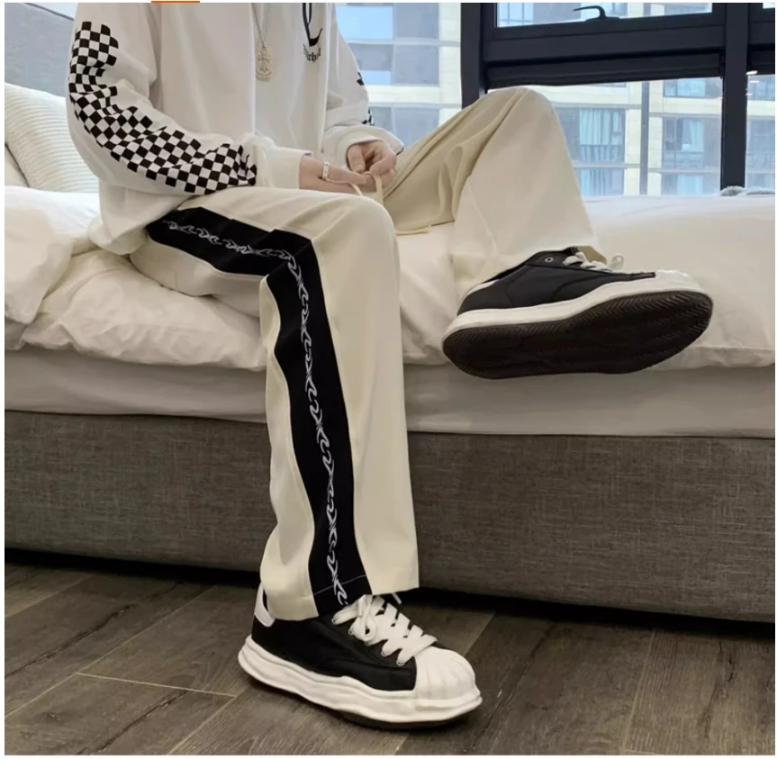 

American functional casual straight leg sprint pants for men's summer long pants, high street sports men's workwear pants trend