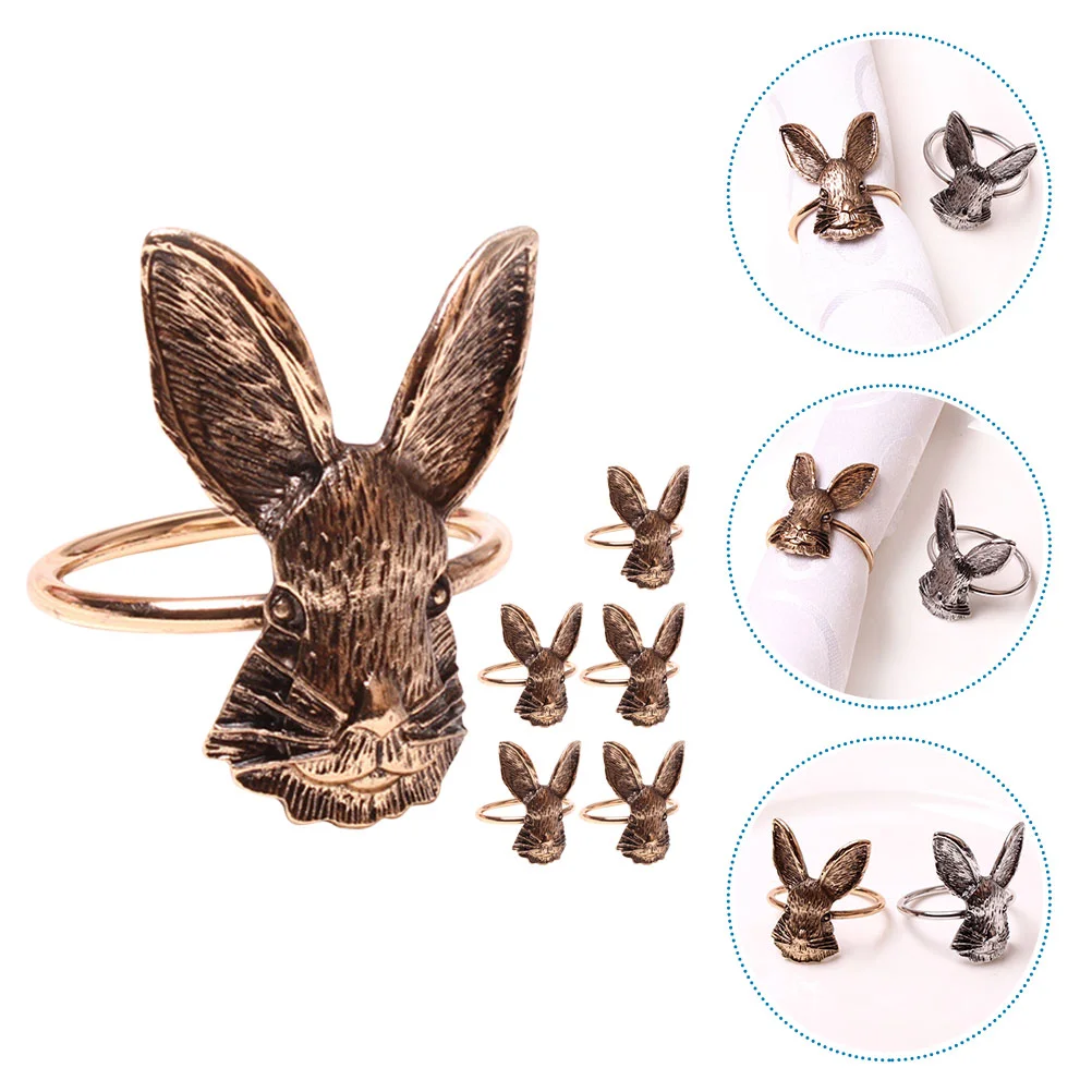 

6 Pcs Rabbit Napkin Rings for Table Christmas Towel Round Holder Halloween Animal