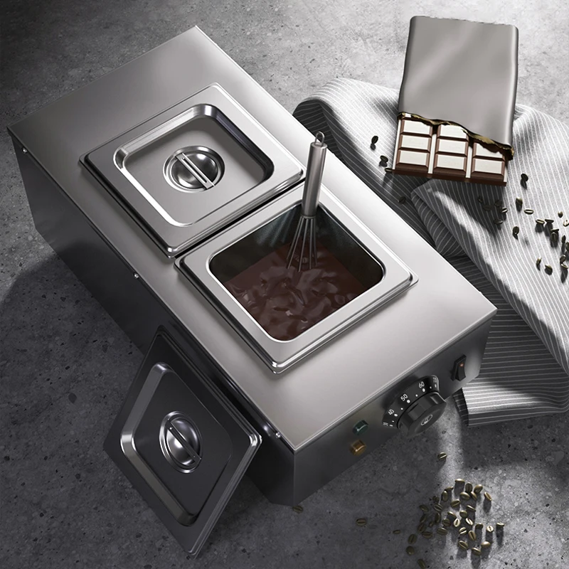 

Шоколадная плитка, электрический обогреватель какао, горячий какао-какао, машина для затемнения, коммерческая печь с двумя резервуарами