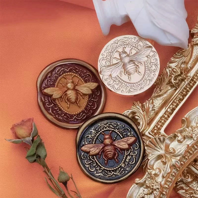 

Retro Emboss Bee Stamp Head Rose Wax Sealing Stamp Copper Heads Wedding Accessory Invitation Card Envelope Sealing Decor Gift