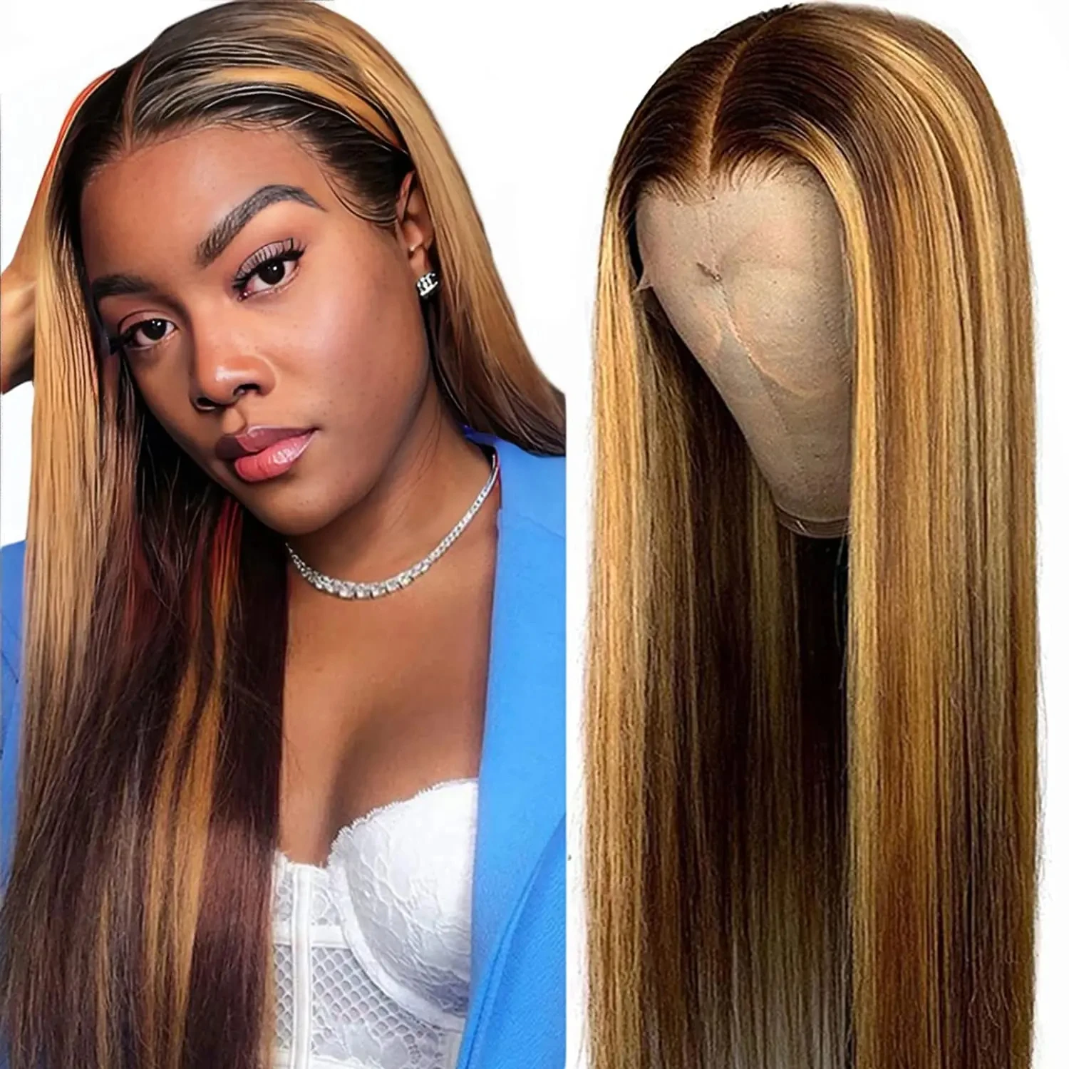 

Glueless 4/27 Bone Straight Wigs 13x4 13x6 HD Lace Frontal Wigs Human Hair For Black Women 180% Density Highlight Brazilian Remy