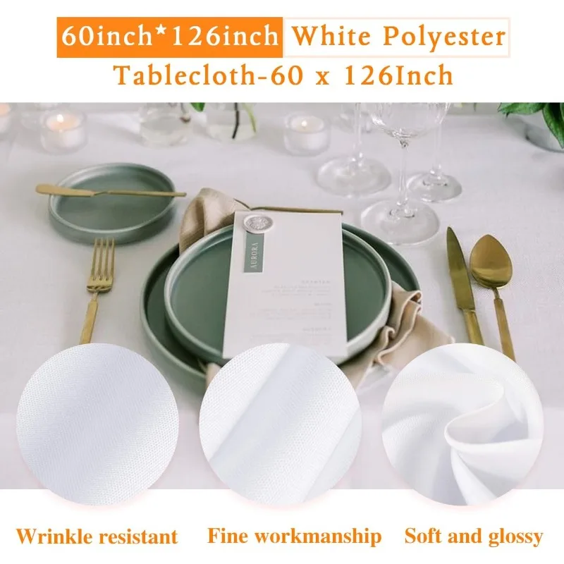 10 Pack White Table Cloth Rectangle Tablecloths 60X102 Inch,Polyester Table Cloth for 6 Foot Rectangle 3