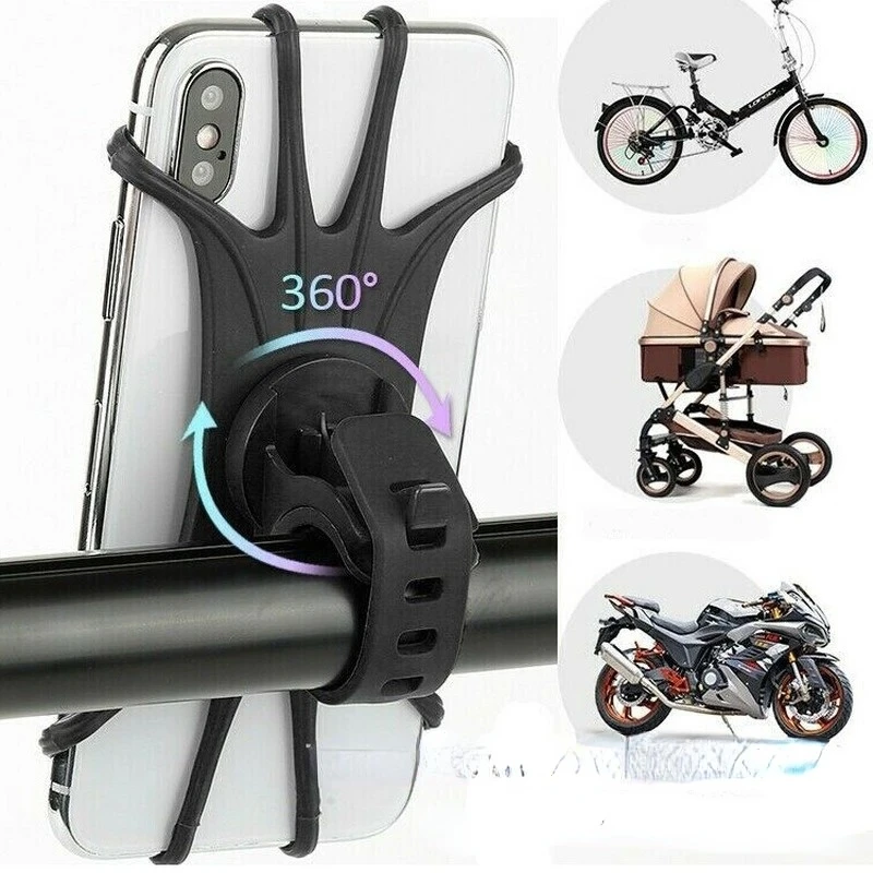 Universal Silicone Phone Holder Shockproof Handlebar Stand 360° Rotatable  Bracket Mounts for Bicycle Motorcycle Electric Scooter