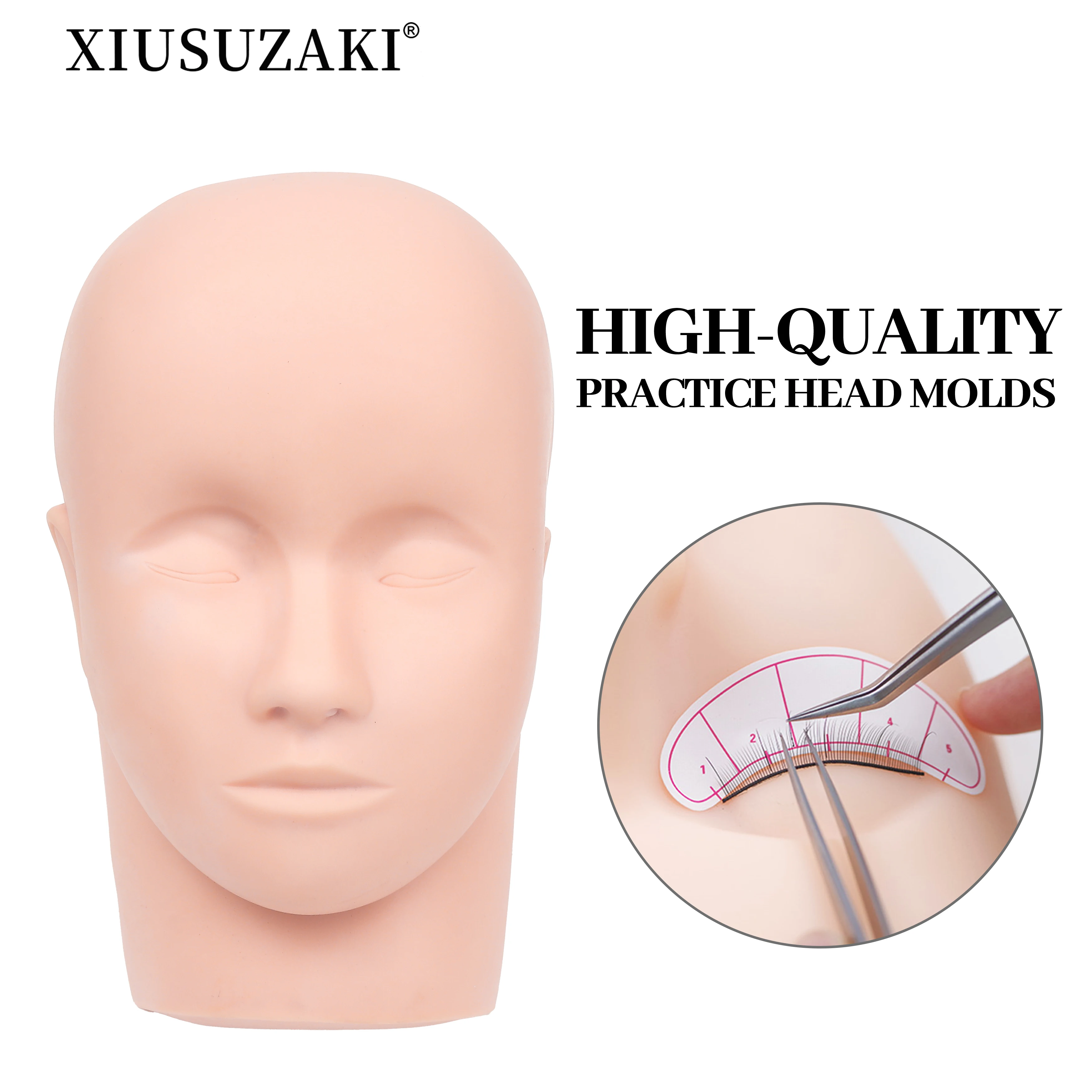 XIUSUZAKI Fake Head Mould Mannequin Head Training Makeup Model Rubber Eye Facial Eyelash Eyelash Extension Makeup Practice Heads