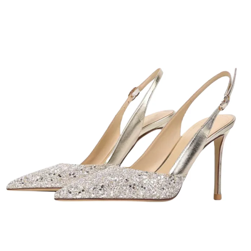 

Босоножки женские на высоком каблуке, модные сандалии с уникальным дизайном, блестящие туфли-лодочки с острым носком, лето