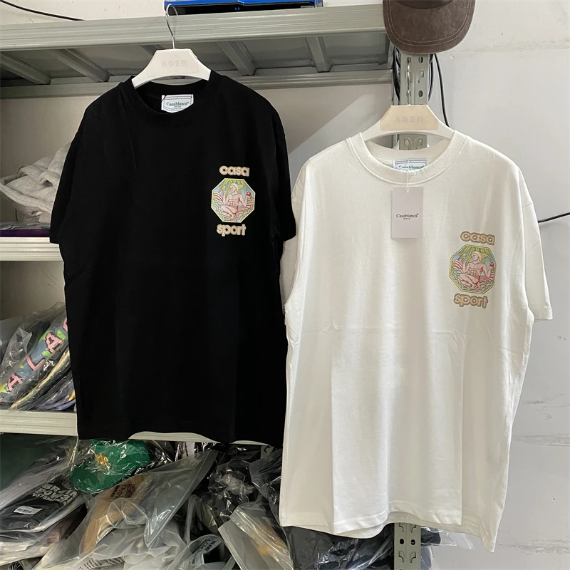 

2023 Summer Casablanca Sport T-Shirts Men Women Hip Hop Streetwear Short Sleeve Tee with Tags Casa Blanca T Shirt