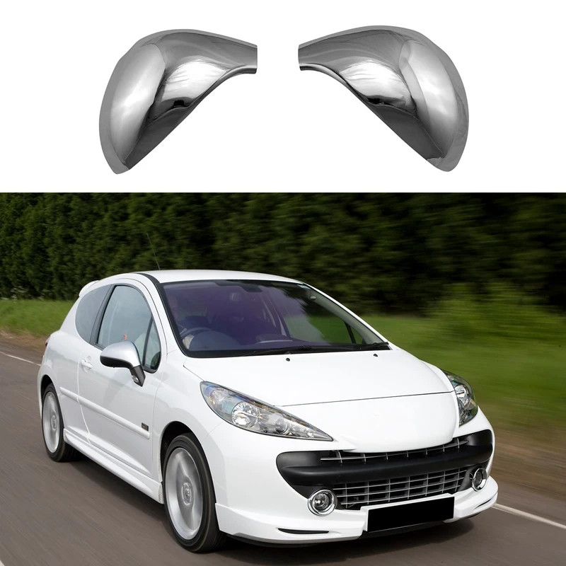 ABS Chrome Car Side Door Rear View Mirror Cover for Peugeot 207 308 2006-2014 (Two Doors Only) 1