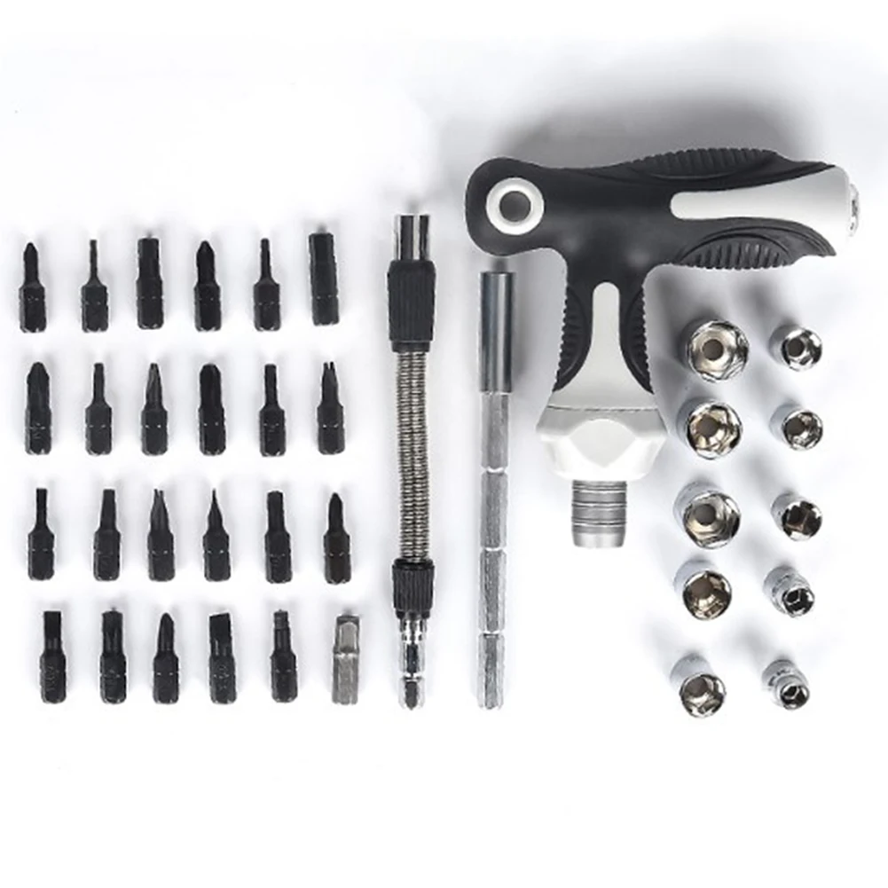 

40In1 Precision Ratchet Screwdriver Bits Set Magnetic With Flexible Shaft Extension For Computer Furniture Repairing Manual Tool