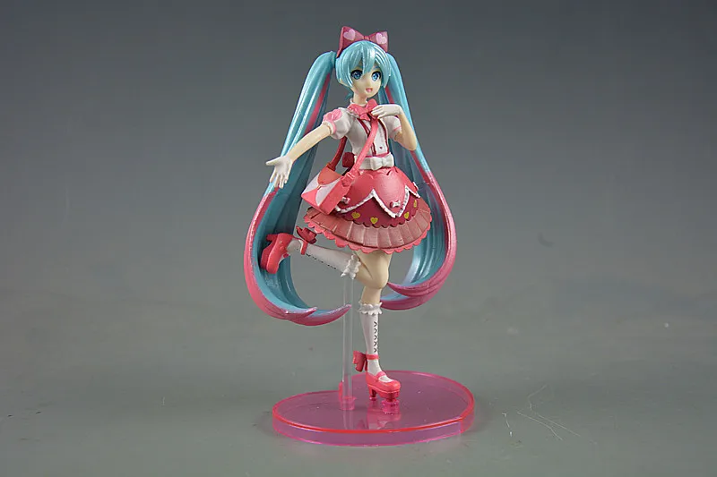 venom toys 16cm Anime Pink Hatsune Miku Sakura Action Figures Toy Girls Pvc Figure Model Toy Glass Cover Collection Ornaments Creative Gift neca toys