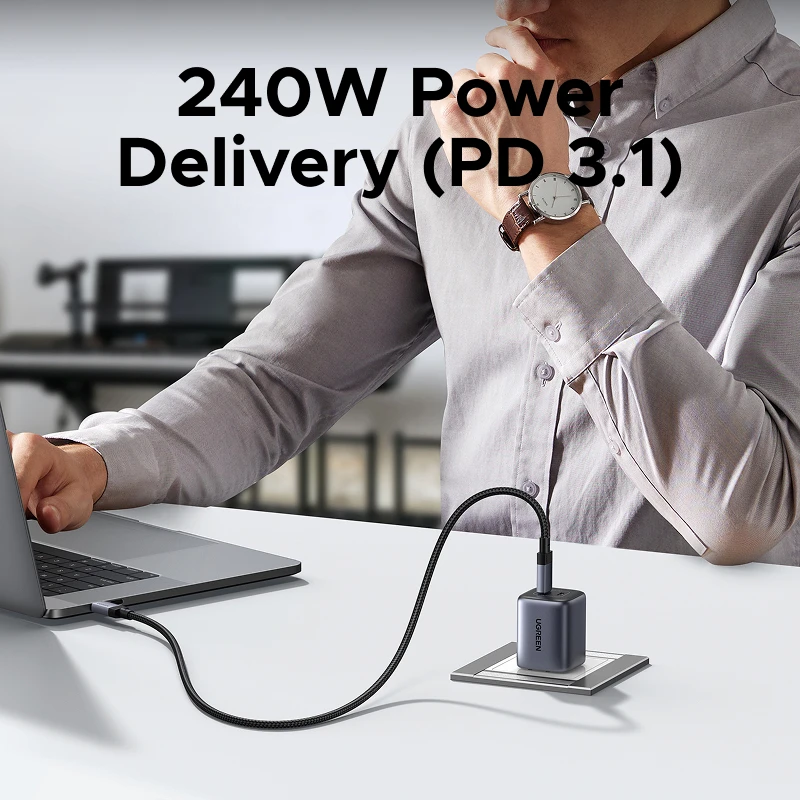 High-Speed 240W USB4 Type-C to USB-C Braided Cable – Ultra-Fast Charging & 40Gbps Data Transfer, 8K Video Support