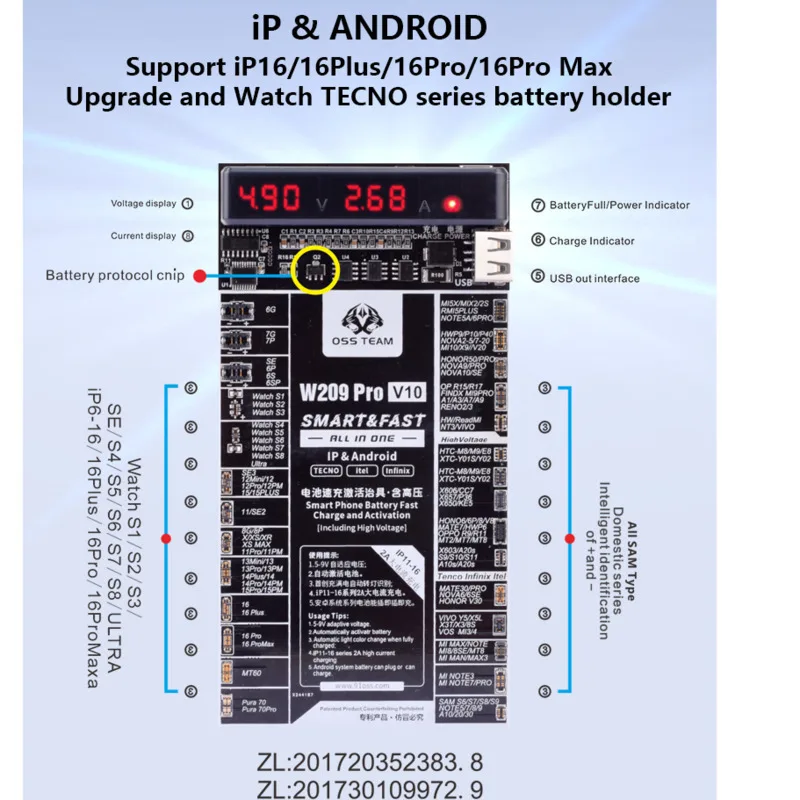 OSS-W09 Pro V3 Battery Efficiency Pop-Up Tester For IP11-15 Series Solves Battery Efficiency Pop-Up Modification Problems