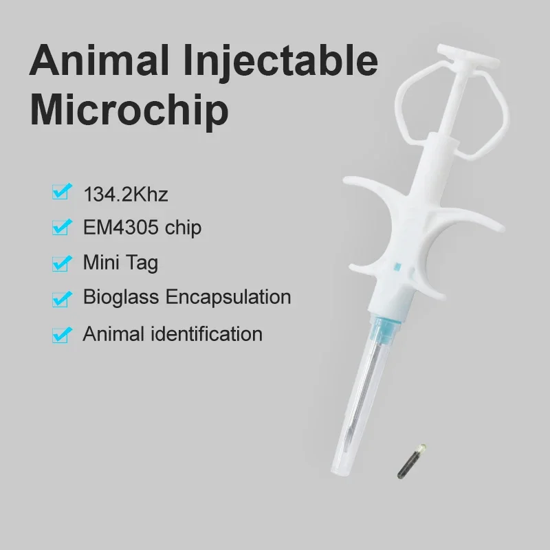 2.12x10mm 100Packs Pet EM4305 Microchip 134.2KHz FDX-B Animal ID Chip Animal Microchip Syringe International Standard