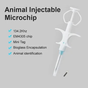 2.12x10mm 100Packs Pet EM4305 Microchip 134.2KHz FDX-B Animal ID Chip Animal Microchip Syringe International Standard 2