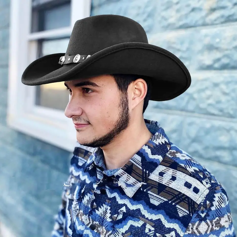 Cappello Fedora Cowboy Da Donna E Uomo – Tesa Larga E Curvata, Stile Country Western, Per Feste E Carnevale