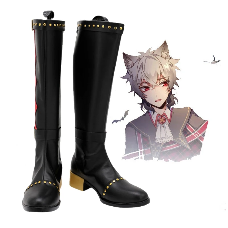 

Ensemble Stars Howl Ogami Koga Black Cosplay Shoes Long Boots Leather Halloween Party Accessories Custom Made