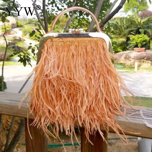 Feather Purse Feather Clutch Feather Bag Ostrich Clutch Feather Bags For  Women Handbag With Feathers Ostrich Feather Purse Purse With Feathers Bag  With Feathers Feather Evening Bag Feather Handbag: Handbags