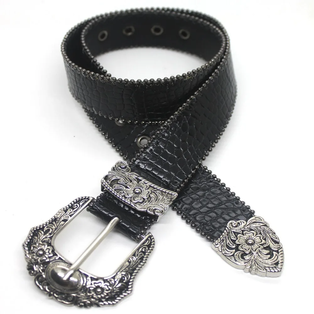 Y2k Retro PU-Leder Gürtel Vielseitiger Luxus Dornschließe Gürtel mit Gravierter Metallschnalle Western Cowboy Gürtel Unisex – Detail 11