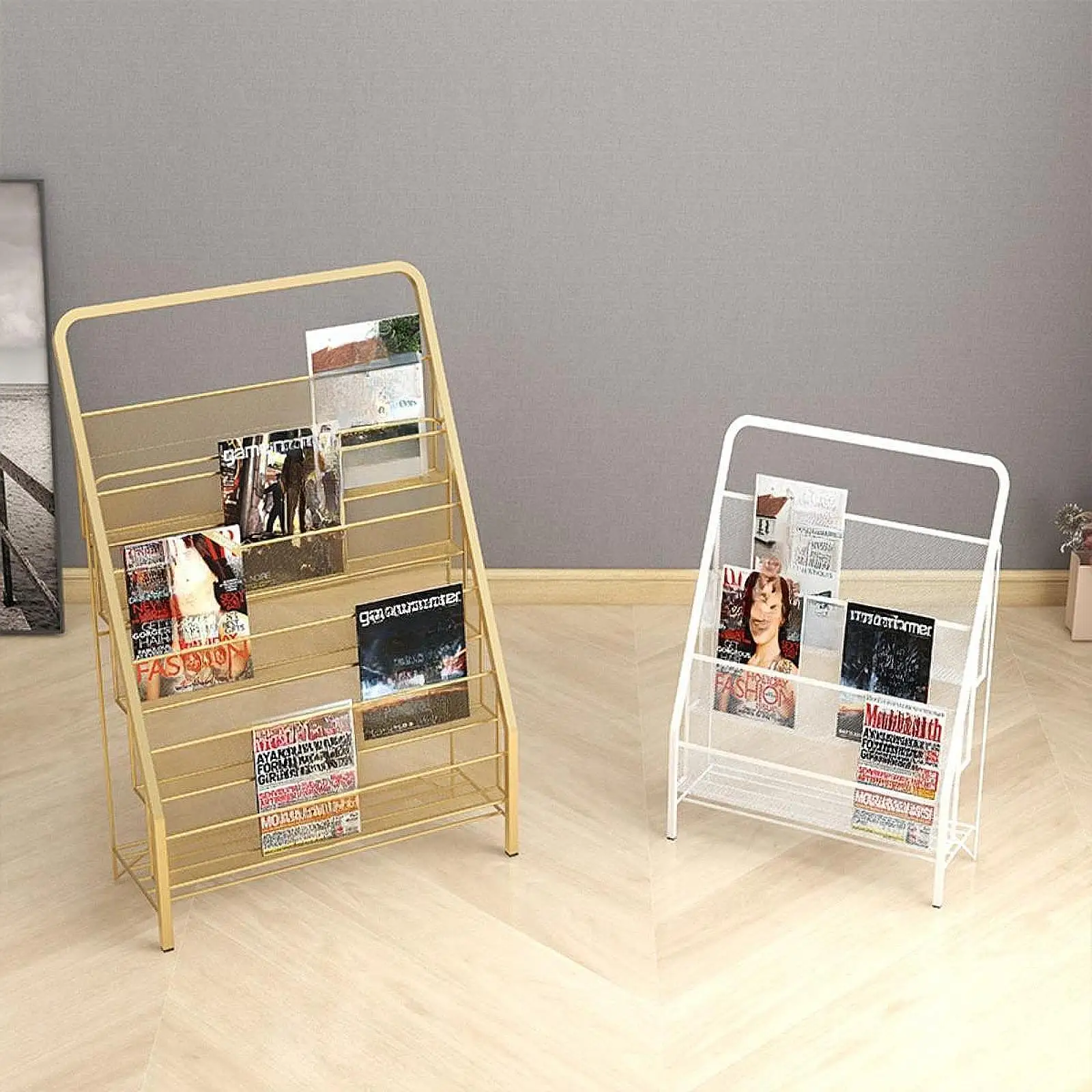 Kids Sling Bookshelf 3 Tier Kids Room Book Holder Magazines Reading Book Coloring Picture Drawing Display Stand