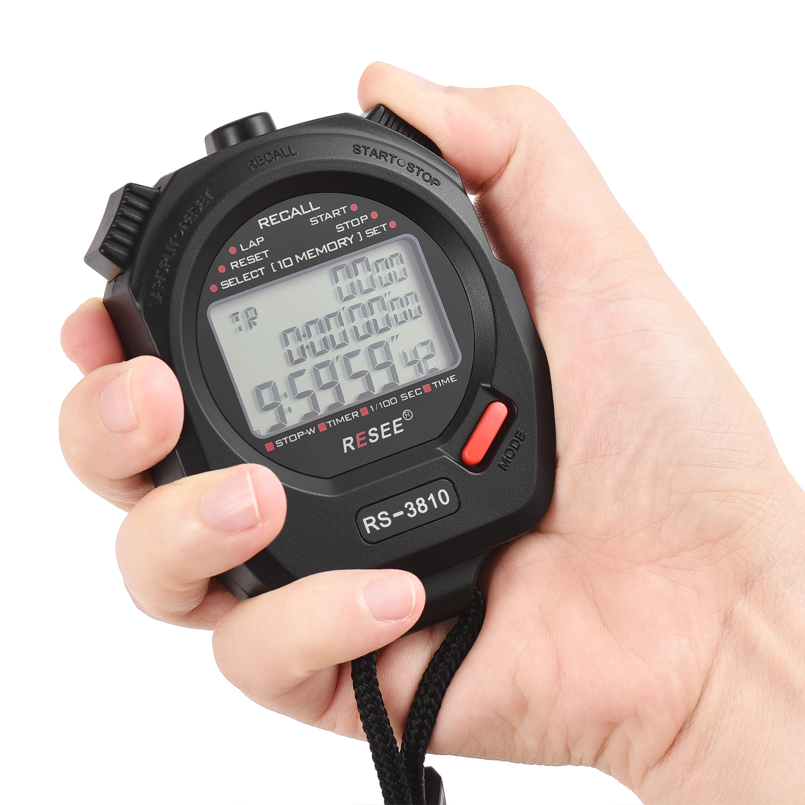 Rs Pro Stoppuhr Digital RS PRO Digital Stoppuhr, Tisch, 10h, 1/100s