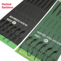 6pcs Carp Fishing Accessories Barbless Hook Hair Rig Fishing Hook Ready Made Tied Rigging With Fishing Line Boilie Hook Tackle 1