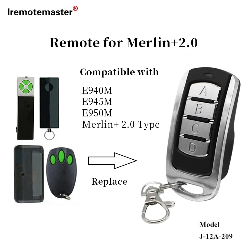 For MERLIN E945M E950M E940M 2.0 Garage Door Remote Control 433.92MHz Rolling Code Garage Door Opener / Electric Door Controller