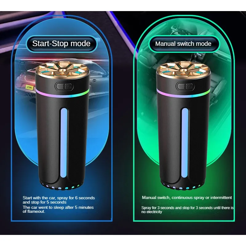 Smart Car Air Purifier Humidifier Aroma Diffuser Car Deodorizer Atmosphere Light Send 6 Filter Elements Automotive Supplies