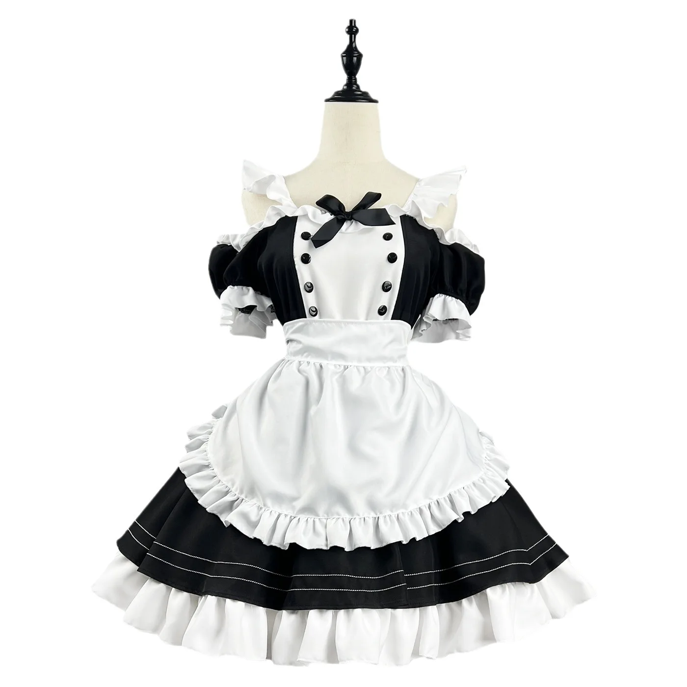 Nero carino gatto Lolita cameriera vestito costumi Cosplay gatto ragazza cameriera vestito vestito per cameriera cameriera partito costumi di scena S -5XL