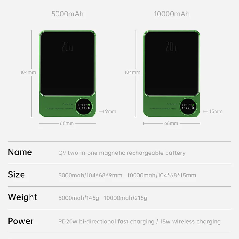 10000mAh 마그네틱 보조배터리 15W 마그네틱 무선 급속 충전기 iPhone 15 14 13 12 휴대용 보조배터리 외부 배터리 팩용