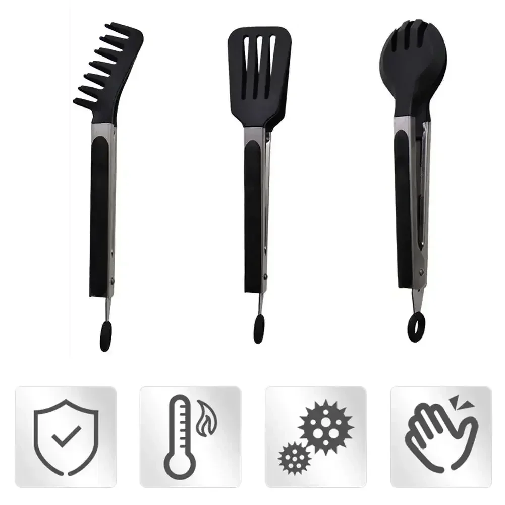Stainless Steel Silicone Kitchen Tongs Bbq Clip Salad Cooking Tool Food Serving Tongs Pinzas De Cocina Kitchen Appliance Parts