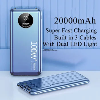 Power Bank a ricarica super veloce da 100 W Caricabatteria esterno portatile da 20000 mAh Powerbank per iPhone 15 14 13 Pro Xiaomi Huawei