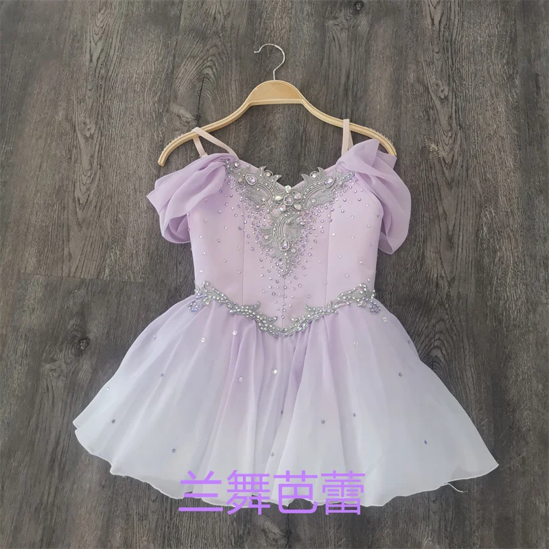 

Exquisite Custom Size Kids Girls Performance Wear Modern Ballet Ombre Purple Cupid Lyrical Chiffon Dance Dress