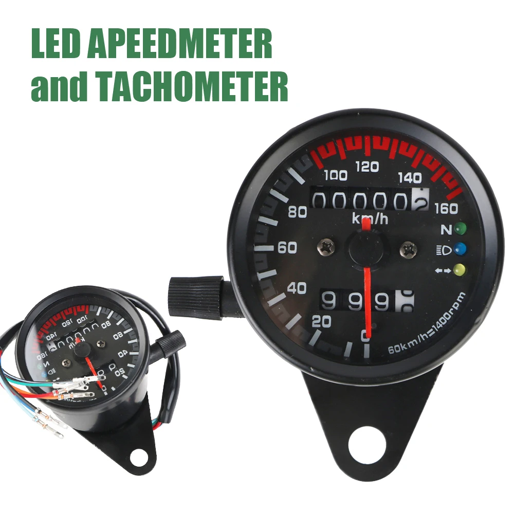 12V Motorcycle Speedometer For Cafe Racer Motorbike Backlight Indicator ...