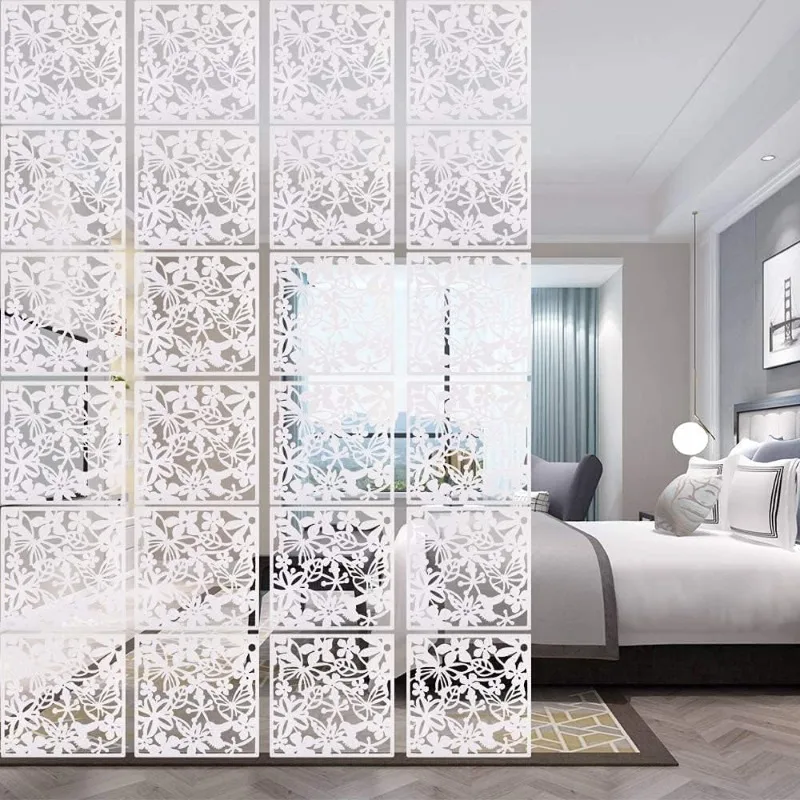 12+4PCS Hanging Room Divider Screens Made of PVC White Hanging Panel Screen